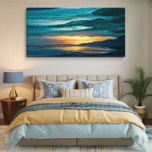 Extra large coastal sunset bedroom wall art