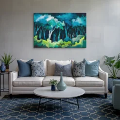 Alternative view of Blue and Green Forest Large Canvas Wall Art