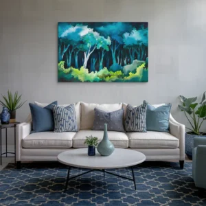 Alternative view of Blue and Green Forest Large Canvas Wall Art