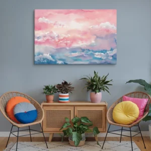 32x48 big blue and pink abstract canvas wall hanging