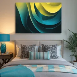 40 by 60 XXL blue yellow gradient wall art bedroom