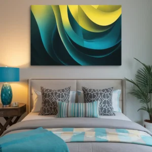 40 by 60 XXL blue yellow gradient wall art bedroom
