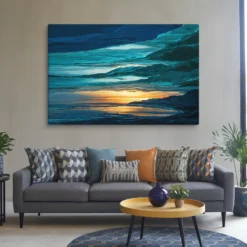 XXL coastal sunset canvas wall art contemporary living room