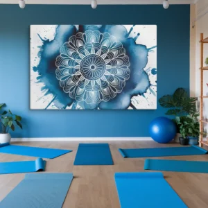 extra large white and blue mandala canvas art yoga room