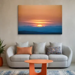 40 by 60 inch extra large blue orange sunset for a contemporary living room