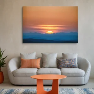 40 by 60 inch extra large blue orange sunset for a contemporary living room