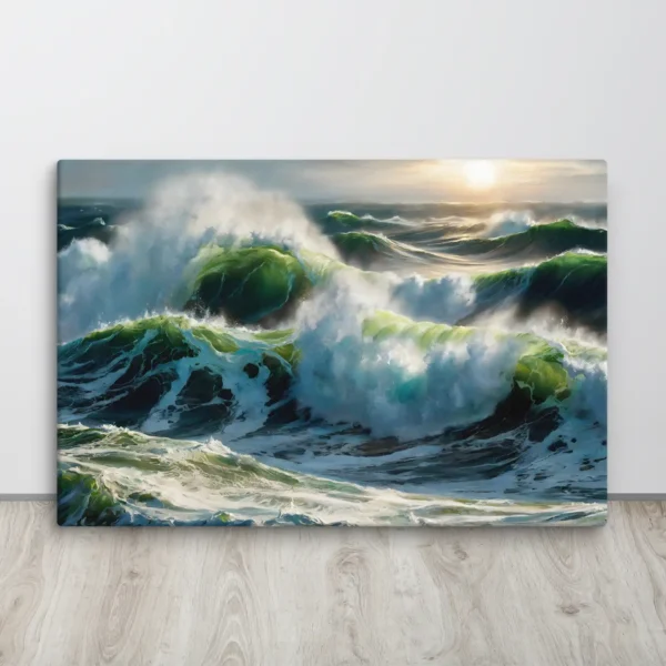 Turquoise Waves on Beach Canvas Wall Art XL to XXL