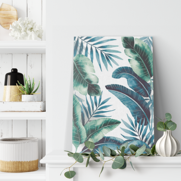 Tropical Leaves Canvas Wall Art – Vertical Botanical Print for Home & Office