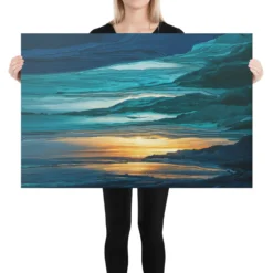 Coastal Sunset Abstract Canvas Wall Art: Ocean Landscape Print - Image 7