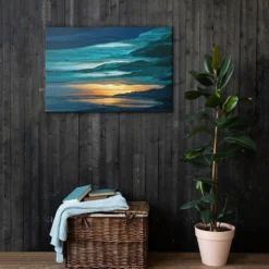 Coastal Sunset Abstract Canvas Wall Art: Ocean Landscape Print - Image 5