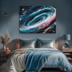Large Abstract Space Canvas Wall Art: Cosmic Night Sky Print - Image 9