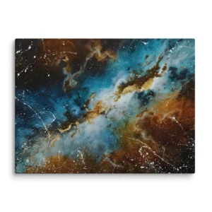 Large blue brown abstract space wall art canvas