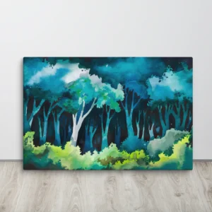 Blue and Green Forest Large Canvas Wall Art