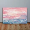 Large Blue and Pink Abstract Canvas Wall Art Decor