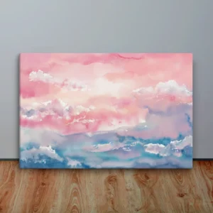 Large Blue and Pink Abstract Canvas Wall Art Decor