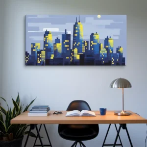 XXL canvas yellow blue skyline artwork modern office