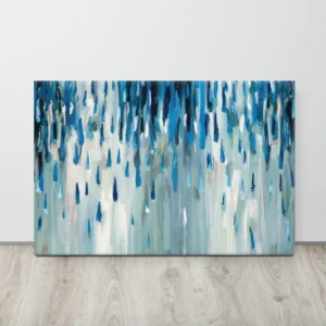 Large Minimalist Abstract Blue Rain Canvas Wall Art