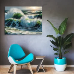 Turquoise Waves on Beach Canvas Wall Art- XL to XXL - Image 5