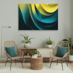 Dynamic Blue to Yellow Gradient Canvas Wall Art-Modern Abstract Print - Image 3