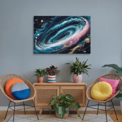 Large Abstract Space Canvas Wall Art: Cosmic Night Sky Print - Image 4