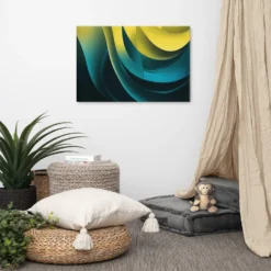 Dynamic Blue to Yellow Gradient Canvas Wall Art-Modern Abstract Print - Image 8