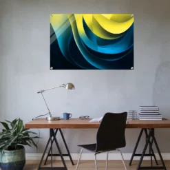 Abstract vibrant gradient wave acrylic wall art print office wall decor