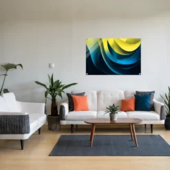 Abstract vibrant gradient wave art acrylic living-room wall decor