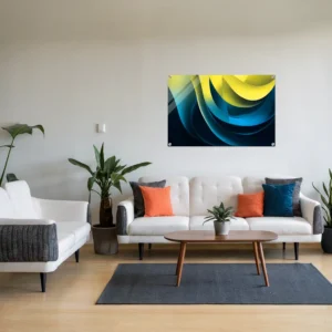 Abstract vibrant gradient wave art acrylic living-room wall decor