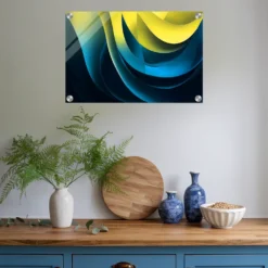 Abstract vibrant gradient wave art acrylic print kitchen wall decor