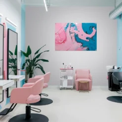 Pink-Blue Abstract Fluid Acrylic Wall Art Print for Beauty Salon Decor