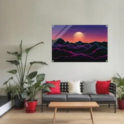 Large celestial acrylic wall art lounge display