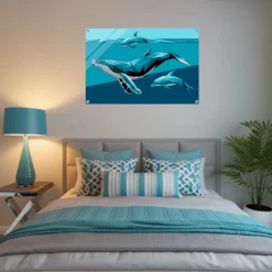 whale and dolphins bedroom wall art