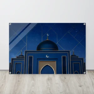 Modern Blue-Gold Geometric Mosque Islamic Acrylic Wall Art