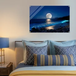Moonlit Blue Seascape bedroom wall art acrylic