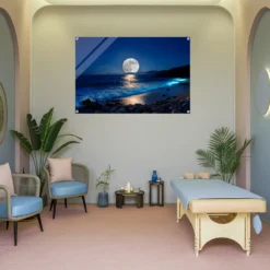 Calm moonlit seascape wall decor-spa/massage room