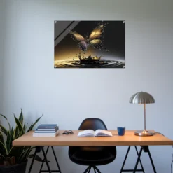 3D Water Droplet Butterfly Art Office Wall Decor