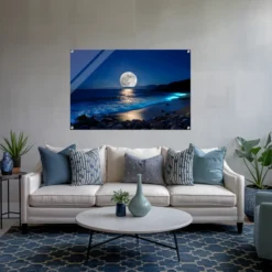 Sea moon night sky wall art decor living room