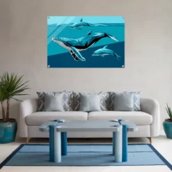 Giant sea creatures living room wall decor
