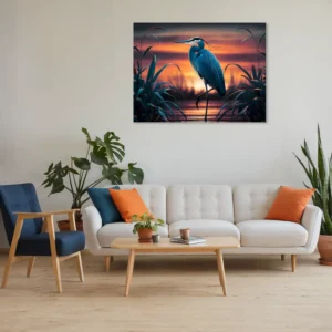 Ardeidae wall art minimalistic living room decor