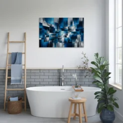 Bathroom blue silver atwork