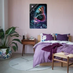 Bedroom acrylic wall hanging flower butterfly