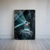 Bioluminescent dragonfly nocturnal garden acrylic print wall hanging