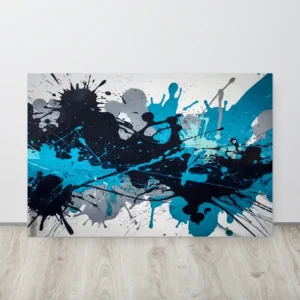 Blue and Gray Abstract Splash Aluminum Print Wall Art