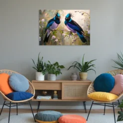 Blue purple birds leisure room wall art