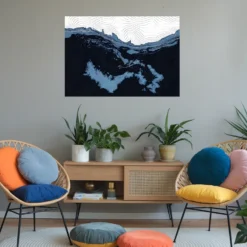 Topographic map art wall hanging relaxation room