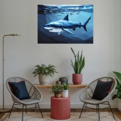 Bull shark metallic print wall hanging