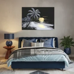 Calm beach sunset artwork cozy bedroom wall