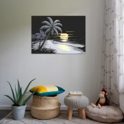 Calm seaside sunset wall hanging in kids' room