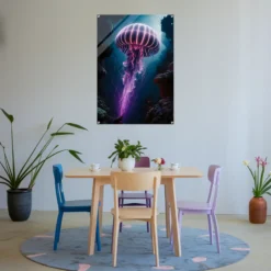 Colorful dining room wall decor luminous jellyfish art