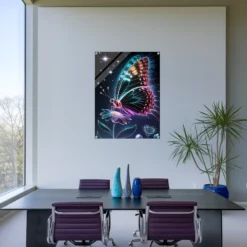 Contemporary office wall decor radiant butterfly flower acrylic